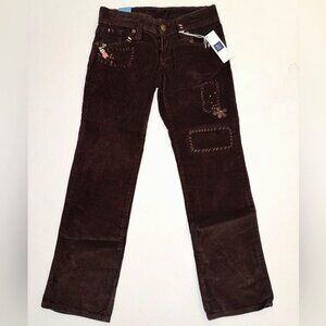 NEW Gap Kids girls distressed embellished brown pink corduroy cord pants jeans 6